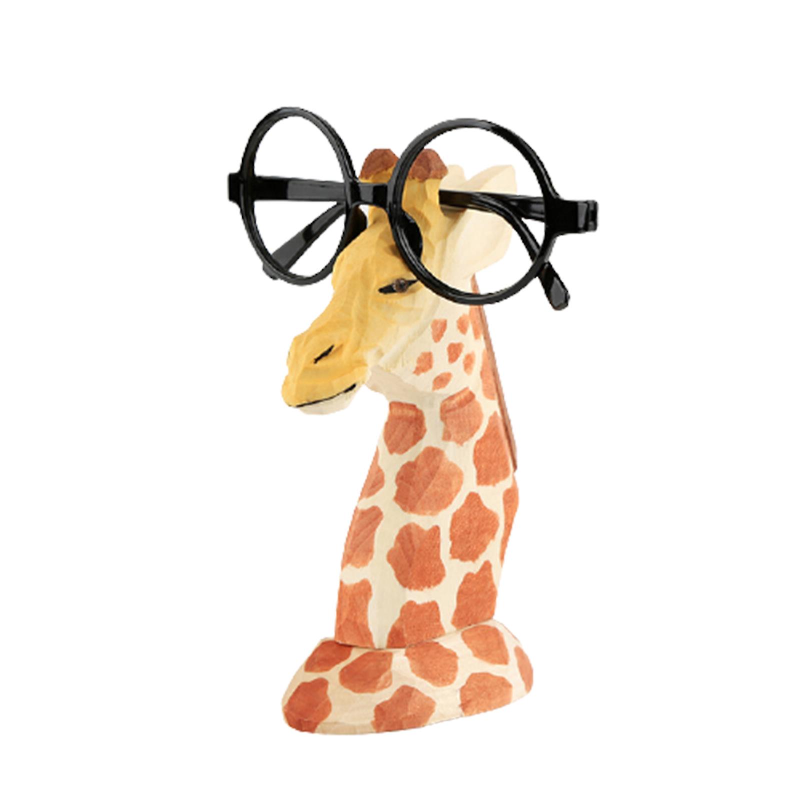 Creative Wood Hand Carved Eyeglass Holder Spectacle Stand Sunglasses Holder Animal Figurine for