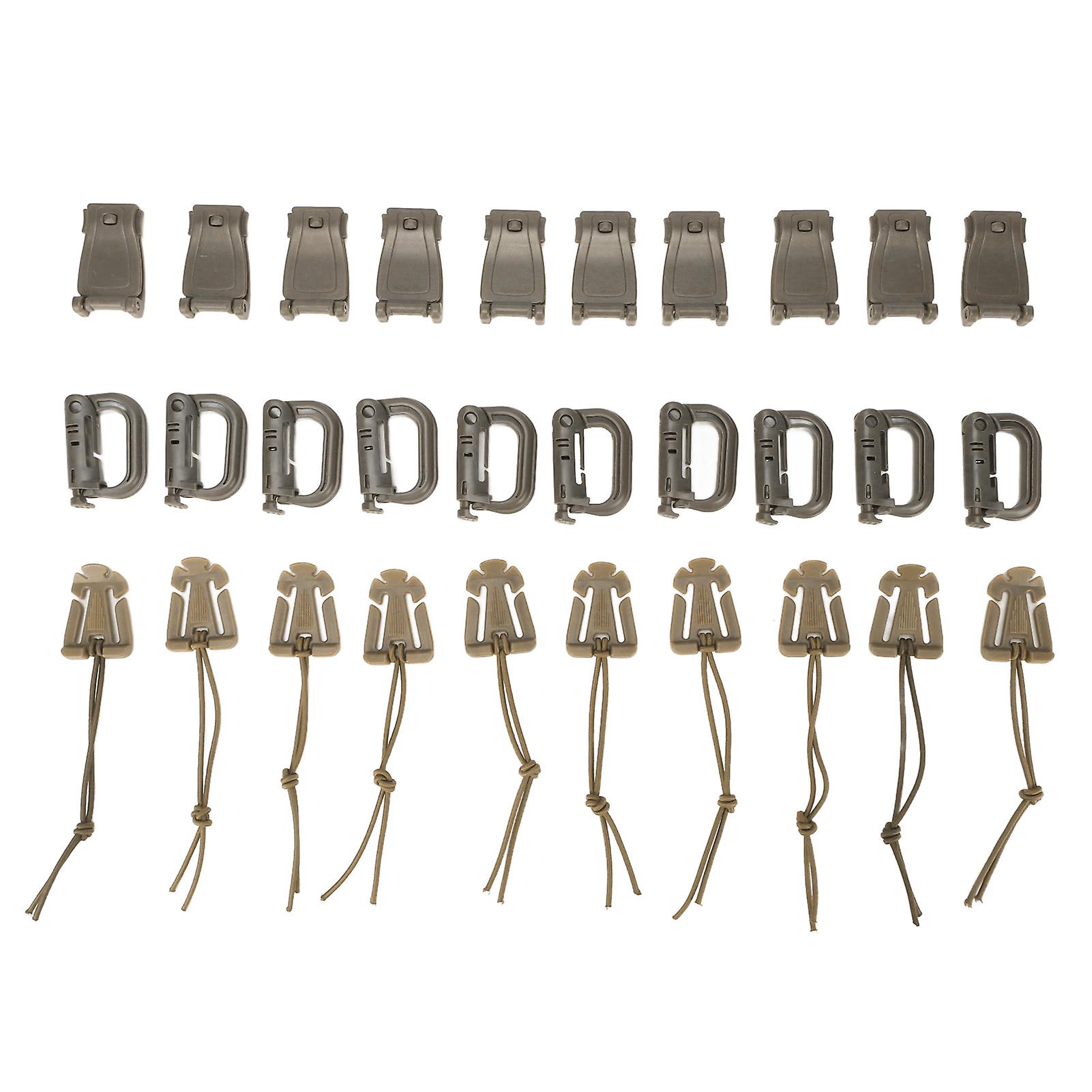 Ensemble de 30 sangles de sac à dos avec anneau en D, sangles élastiques de verrouillage Grimlock, outil de gestion de sangles, boucle, couleur beige
