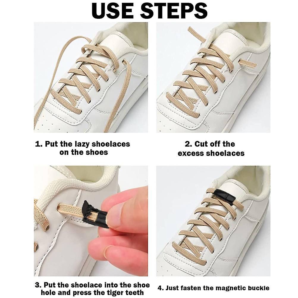 2 Pairs Shoe Buckles Lock Metal Quick Magnetic No Tie Shoelaces Magnetic Shoe Strings for Kids Adults