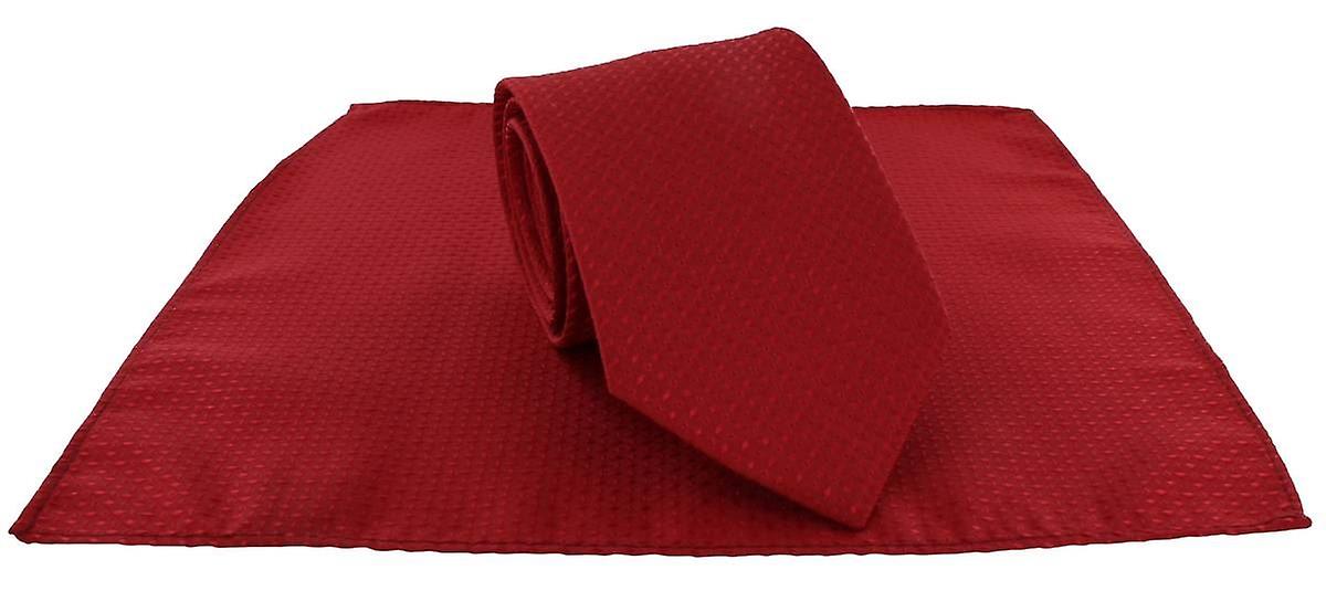 Michelsons of London Semi Plain Tie and Pocket Square Set - Red