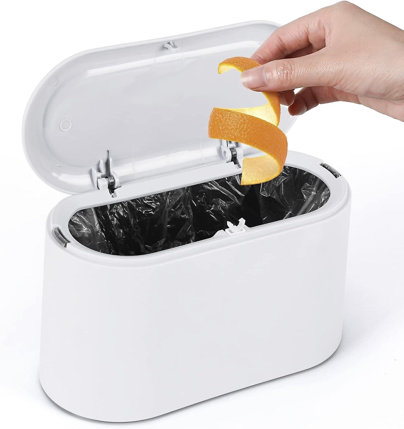 Small Table Trash Can, Mini Plastic Trash Can with Lid for Bathro