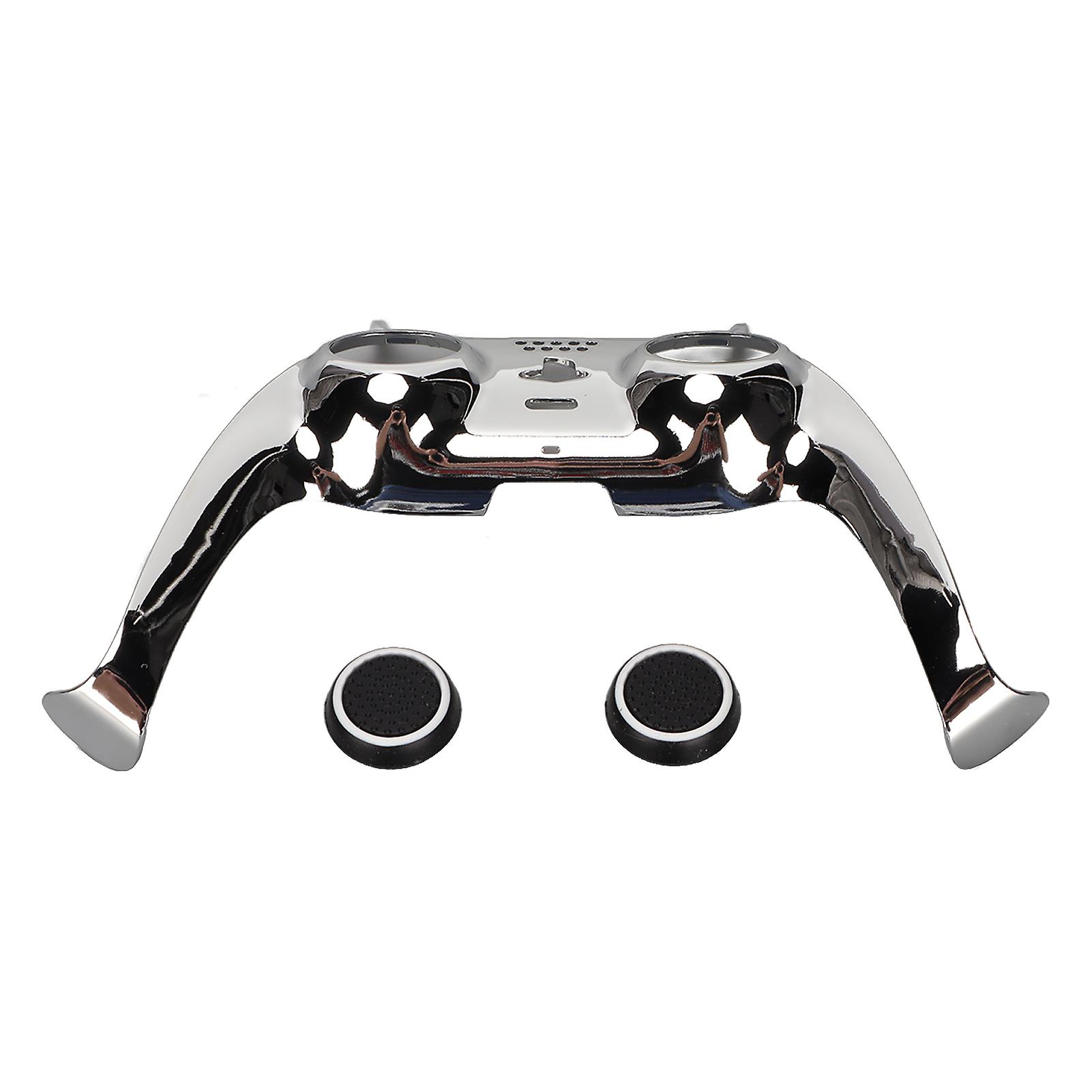Silver PS5 Controller Faceplate - DIY Replacement Shell with Joystick Covers, Easy Install