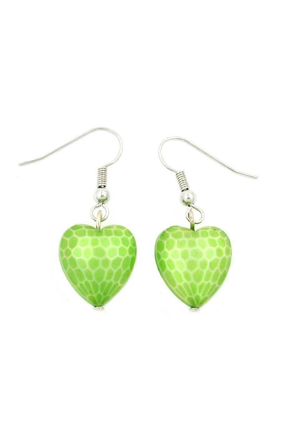 Hook Earrings Heart Green - Gl00563