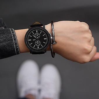 2023 Skórzany pasek Zegarek Romantyczny Zegarek z dużą tarczą Moda Śliczny zegarek na rękę Kobiety Mężczyźni Zegar Zegar kwarcowy Kobiety Clock-hy