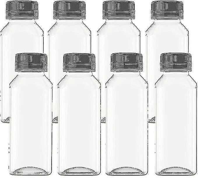 8-Pack 13.5 oz Plastic Juice Bottles with Lids - Reusable Bulk Water Bottles
