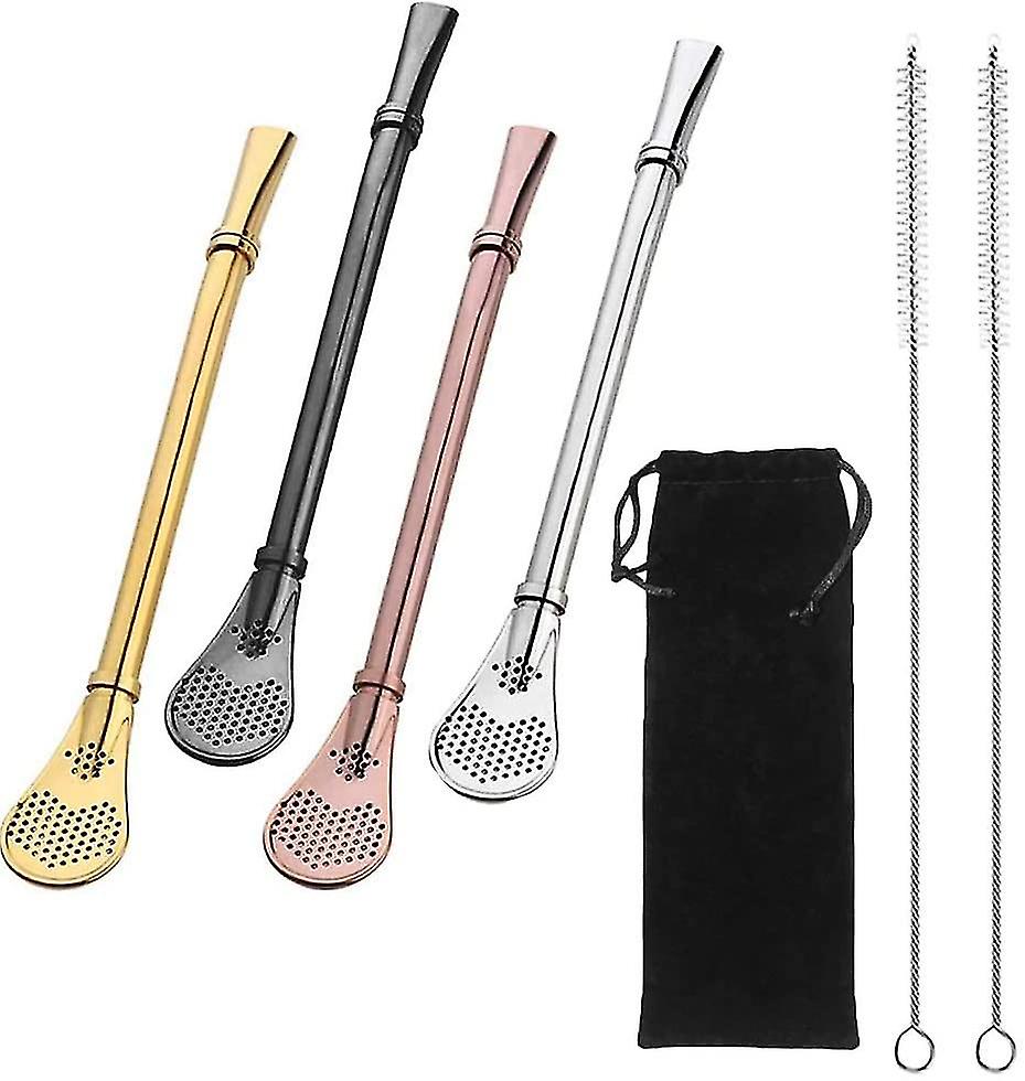 Stainless Steel Straw Spoon Spoon Straw Filter Infuser Straws Reusable Spoon