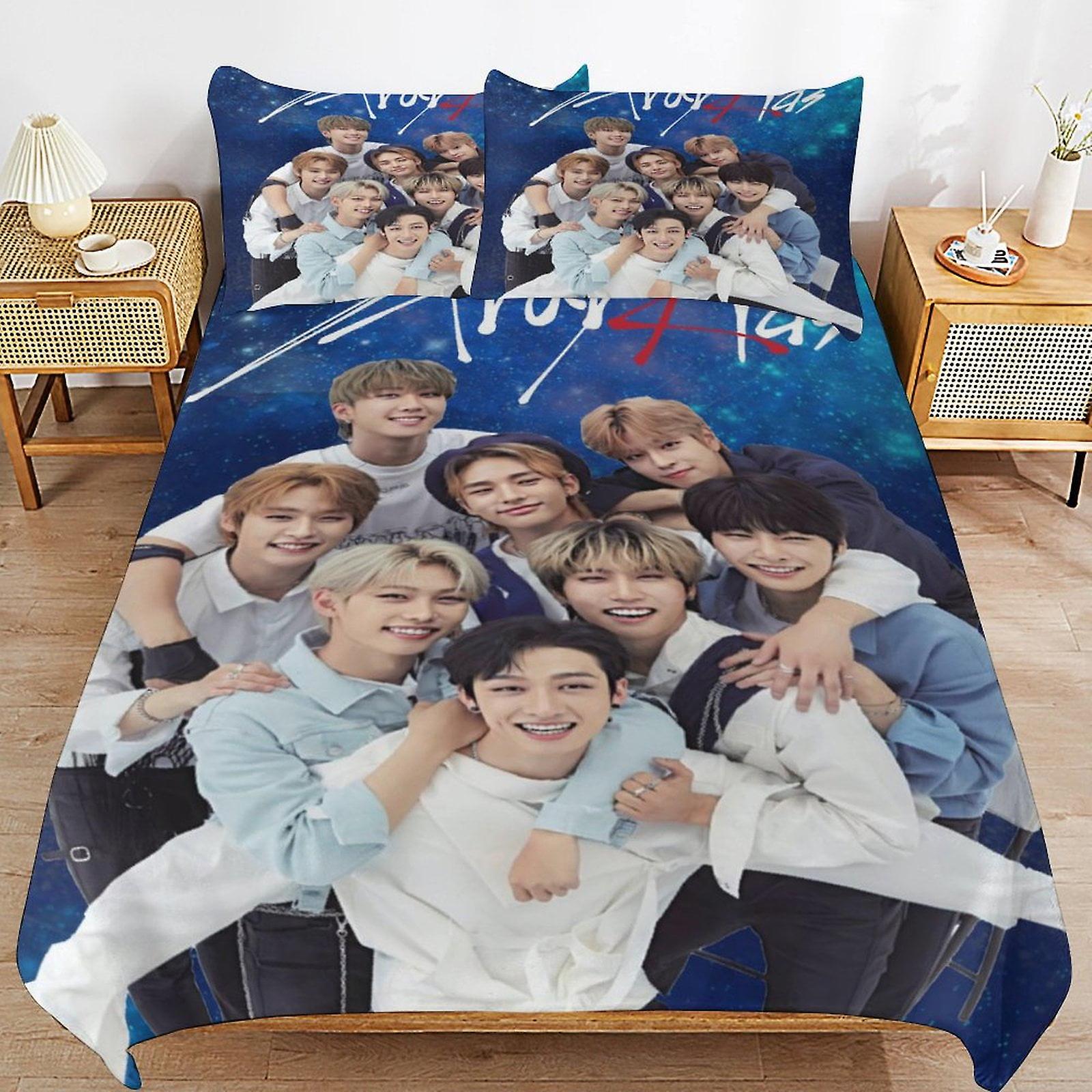 KPOP Duvet Cover Pillowcase S Stray K Kids Bedding Set Adult Boy Girl Bedroom De
