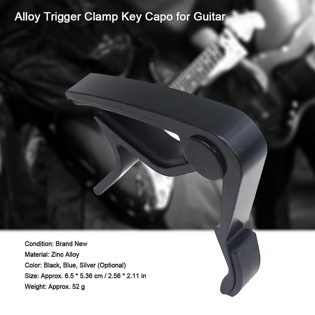 Quick Changing Alloy Trigger Clamp Key Capo for 6-string Folk Classic Guitar (Black)