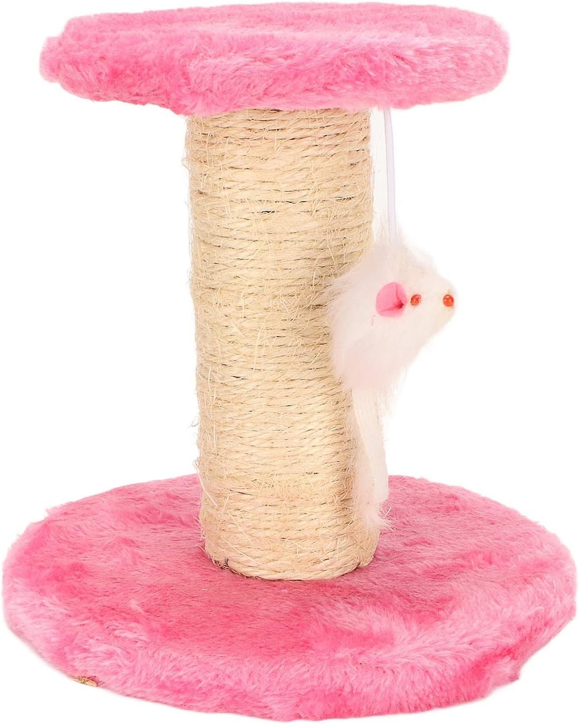 Cat Tree, Indoor 2-Layer Interactive Cat Scratching Post (Pink)