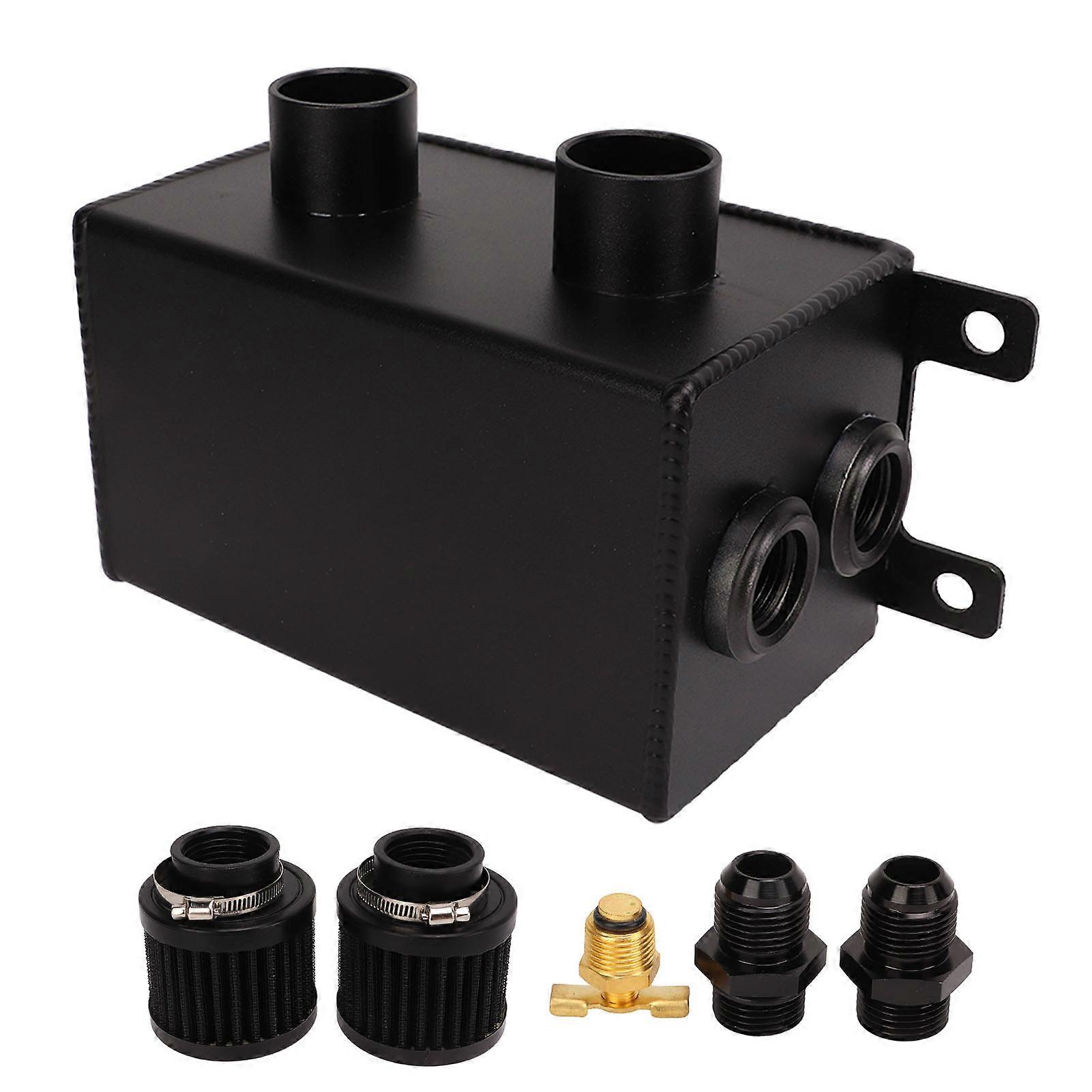 1200ml Oil Catch Can Kit Motor Twin Baffle Dual Filter Öltank Reservoir AN8 Schlauchanschluss Schwarz