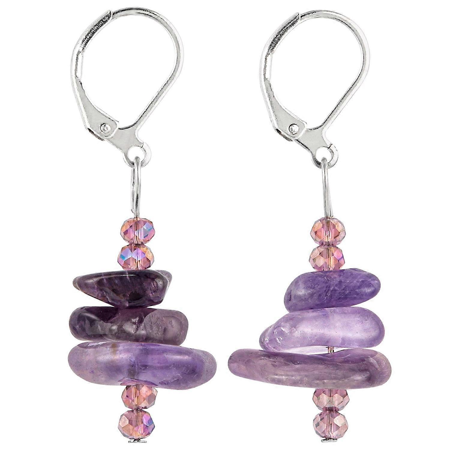 Earrings-Elegant Amethyst Dangle-Crystal Chic