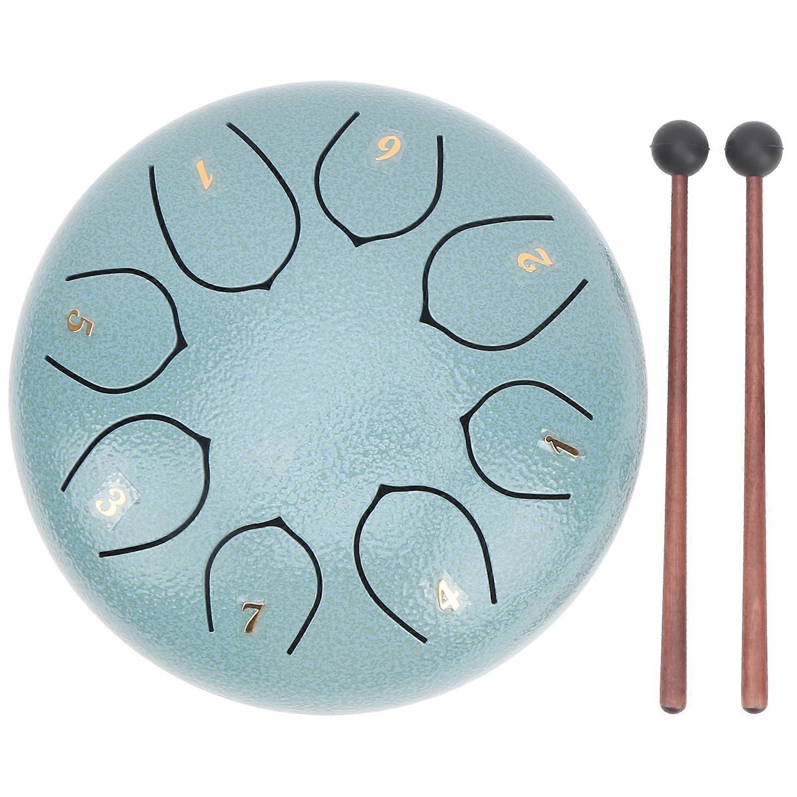 Tongue Drum 8 Note Lotus Ethereal Sanskrit Hand Pan Percussion Instrument Moss Blue 6in 2973103