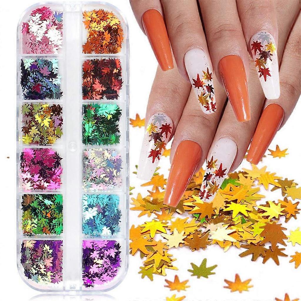 Fall Nail Art Stickers Decals Leaf Glitter Maple Fall Nail Art Sequins Supply