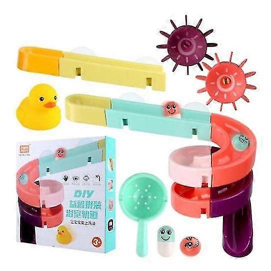 track waterwheel slide shower playing water assembling hands bathing