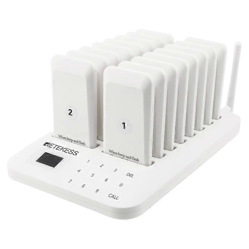 Retekess White Td157 Wireless Dispenser, One To 16 Touch Queue, Equal Sign For Picking Up Food