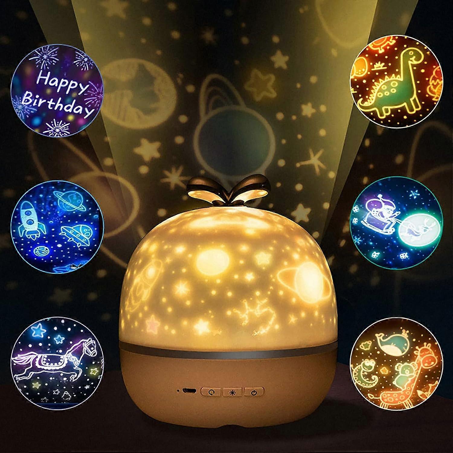 Veilleuse Projecteur Bb, LED Enfant Veilleuse Lampe Projecteur Rotation  360, 6 Films de Projection, pour les enfants,Chambre,Cadeaux,Anniversaire,Les