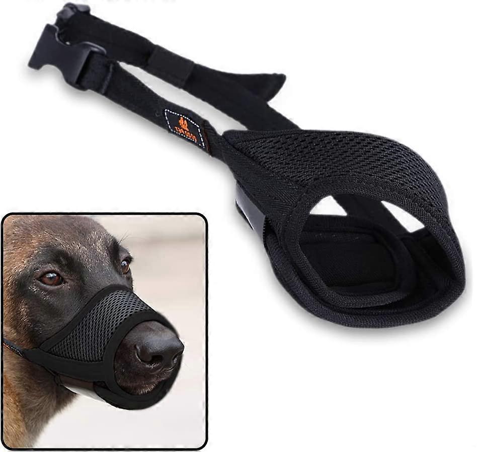 Andiker Dog Muzzle, Mesh, with Adjustable Buckle and Soft Padding, to Prevent Barking, Biting and Chewing, Black, Size S