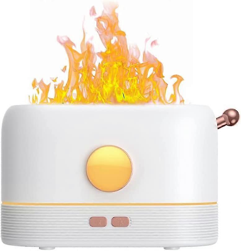 200ml Simulated Flame Humidifier,usb 2 In 1,with 3 Color Light,auto Shut Off,low Noise(white)