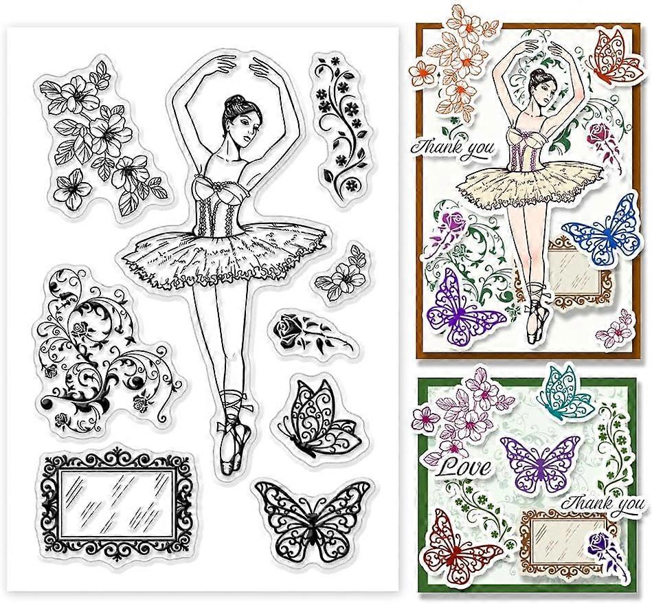 1Sheet Ballet Character Transparent Clear Silicone Stamps