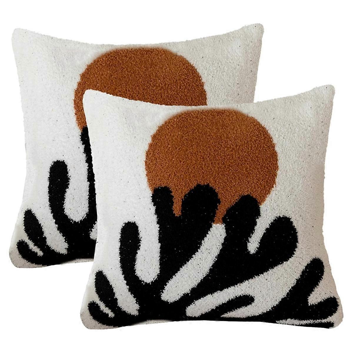 2PCS Ultra Soft Retro Coral Throw Pillow Cover Microfiber Natural Scenery Cushion Case Cozy Fuzzy Pillowcase Decor
