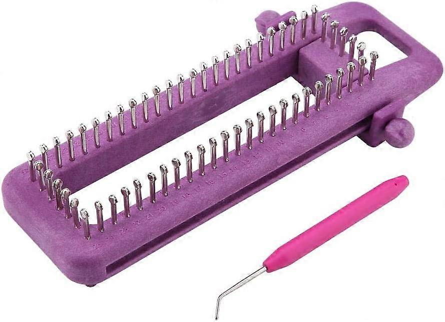 Adjustable Sock Loom Kit with Hook DIY Knitting Loom Craft Tool Sock Loom Knitting Set Socks Scarf Hat DIY Hand Craft ToolPurple1set