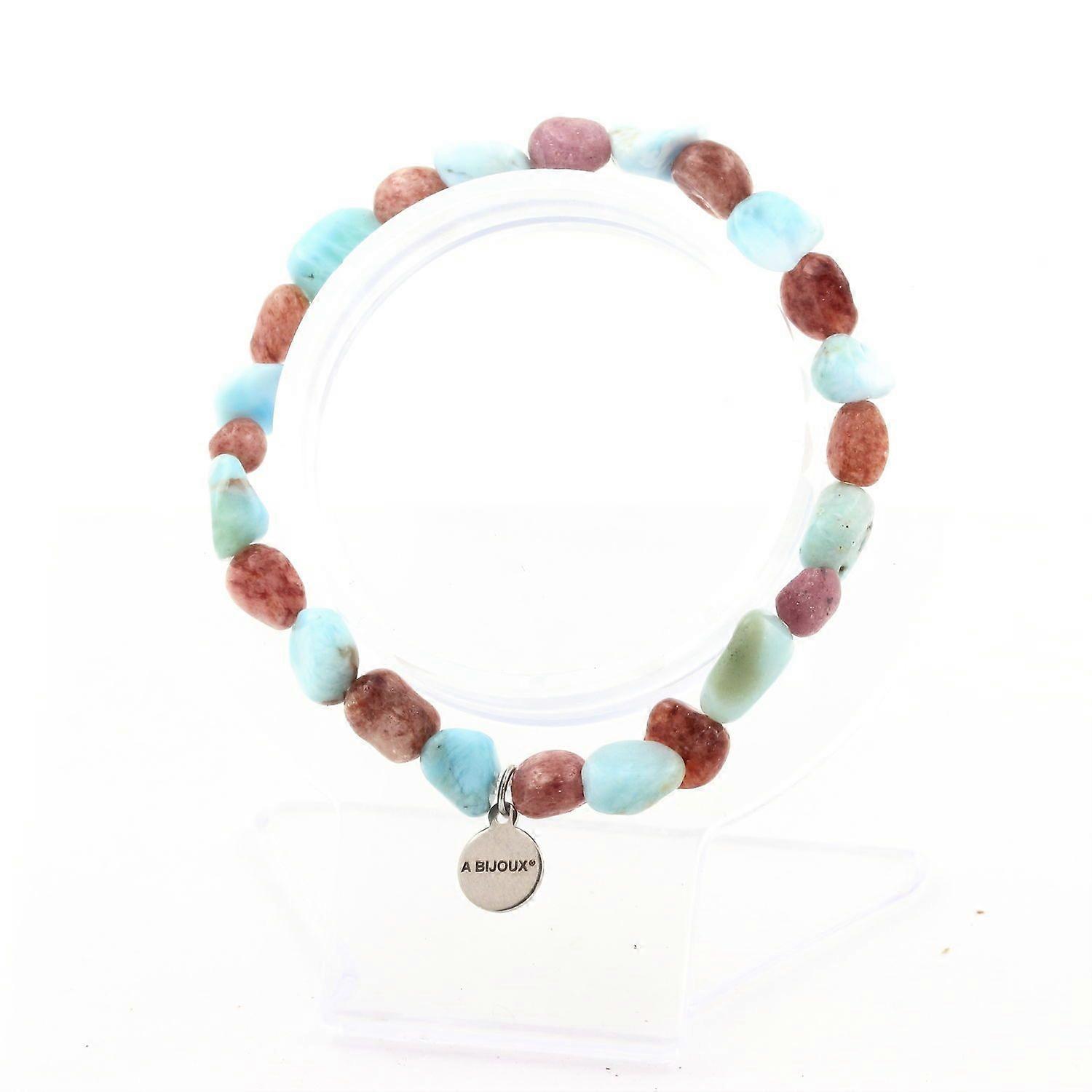Bracelet Larimar from the Dominican Republic + Ruby from Brazil customizable size