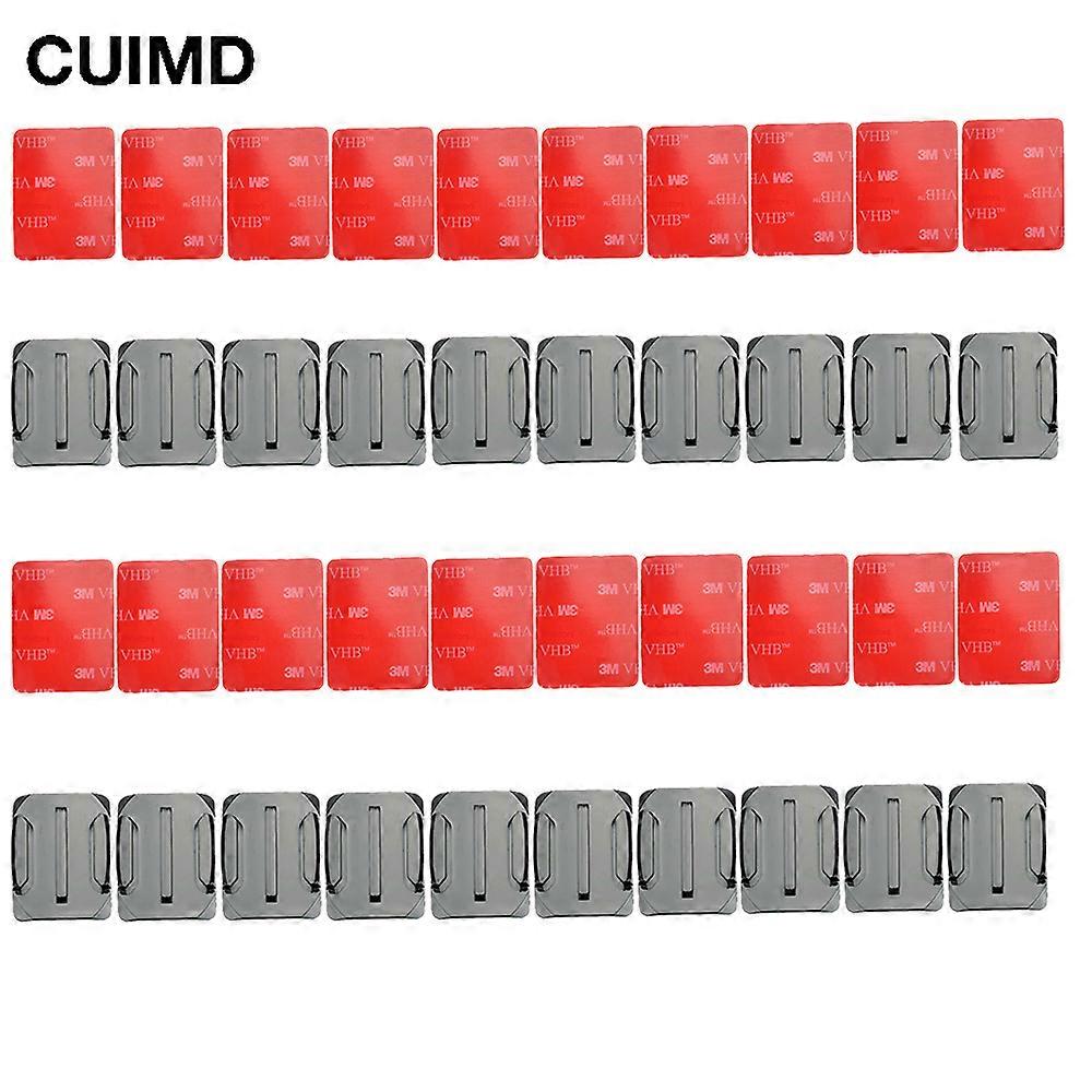 40 pcs / set 20 pcs Curved Surface Mount Base + 20 pcs 3 M Adhesive For Gopro Hero 9 8 7 6 5 4 3 + for Xiaomi Yi for SJ4000