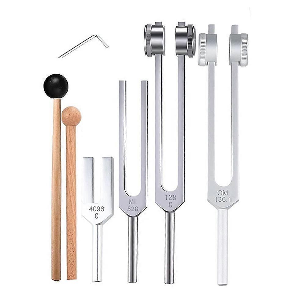 4Pcs Tuning Fork Set(128Hz, 136.1Hz, MI 528Hz, 4096Hz),for ,Sound ,Reliever Stress