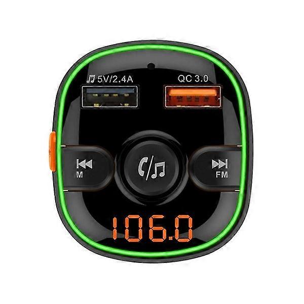 Bluetooth FM Transmitter for Car with 7-Color LED Backlit Car Adapter