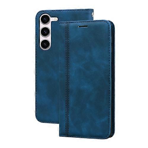 Mycase Per Samsung Galaxy S23 5G Custodia per telefono in PU Flip orizzontale magnetica da lavoro smerigliata Blu
