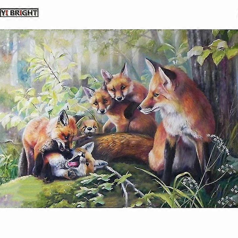 5d Diy Diamond Embroidery Full Diamond Forest Foxes Painting Cross Stitch Rhinestone 2019 Decoration Art