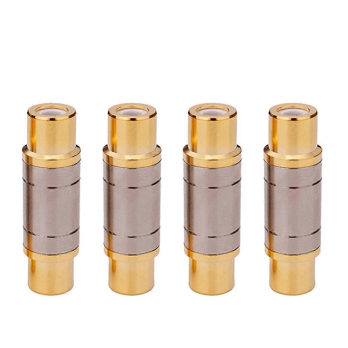 4 PCS Connector Gold Plated Straight Female Jack Adapter Audio Plug Adapter