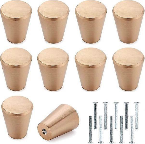 Gold Metal Drawer Knobs - Set of 10, Round Pulls for Cabinets - Aluminum