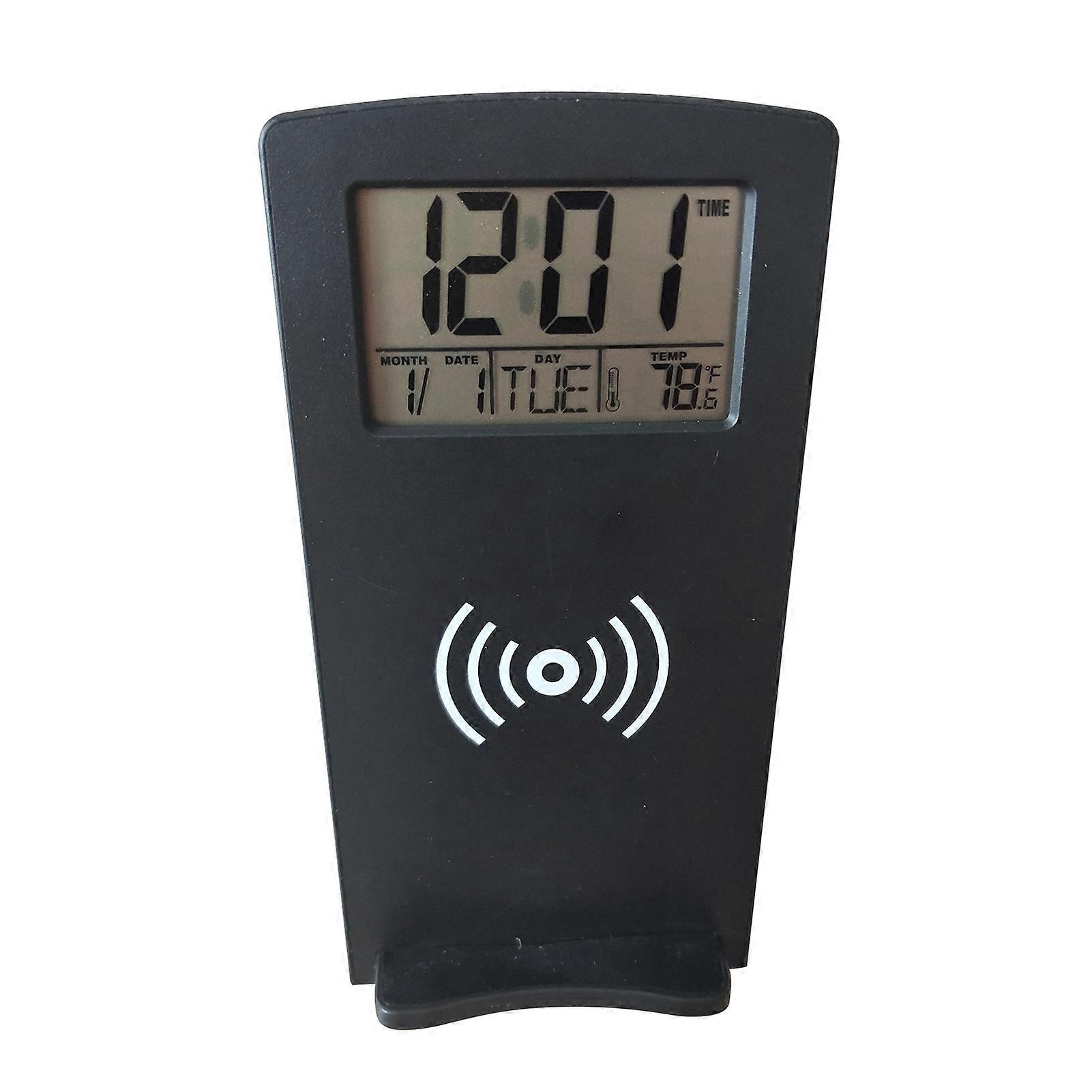 Desktop Wireless Charging Stand Mobile Phone Holder Time Temperature Alarm Clock