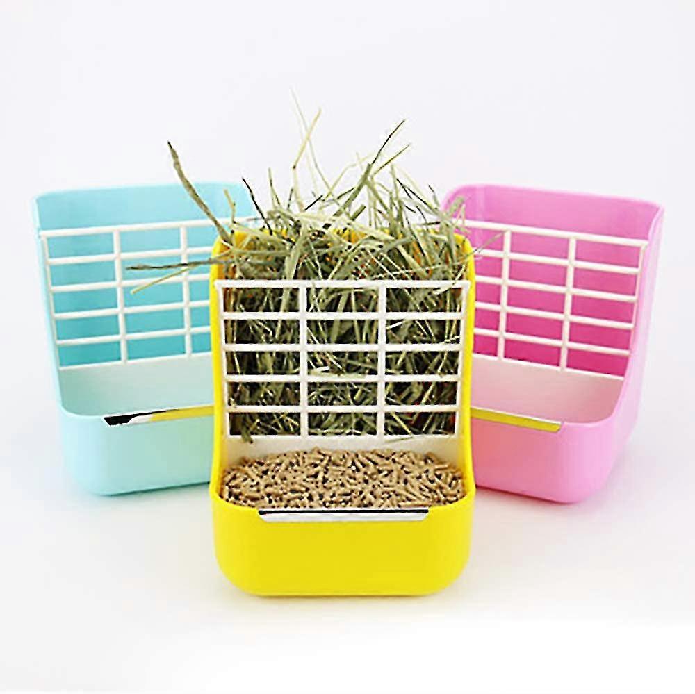 Hay Feeder 2 In 1 Hay Feeder And Feeder Food Rack Rack Holder For Rabbit Large Guinea Pig Chinchilla And Other Small Animals (random Colors)