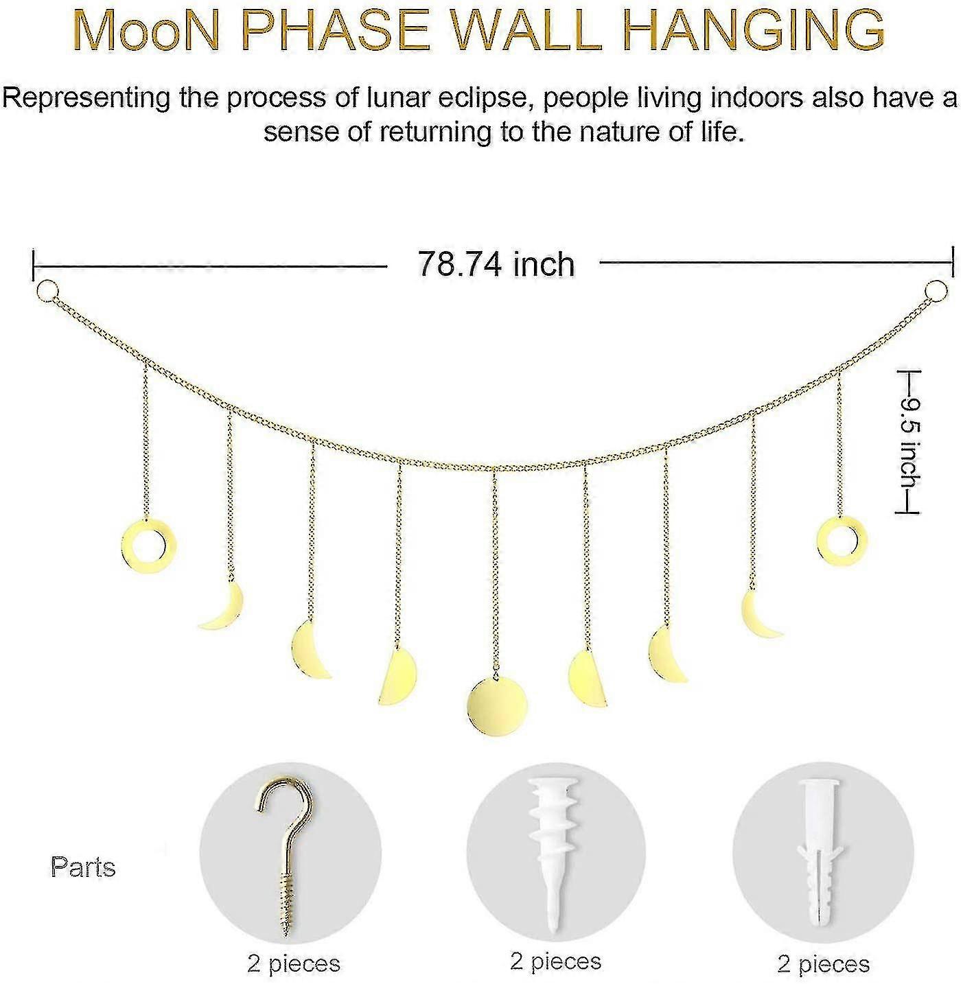 Moon Phase Wall Decoration, Boho Wall Decoration With Gold Shimmer