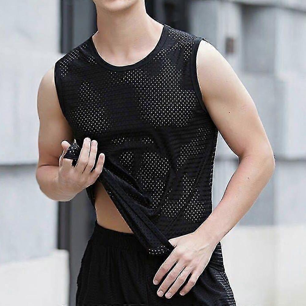 Men Sleeveless Mesh Muscle Vest Tank Tops Singlets Gym Sports