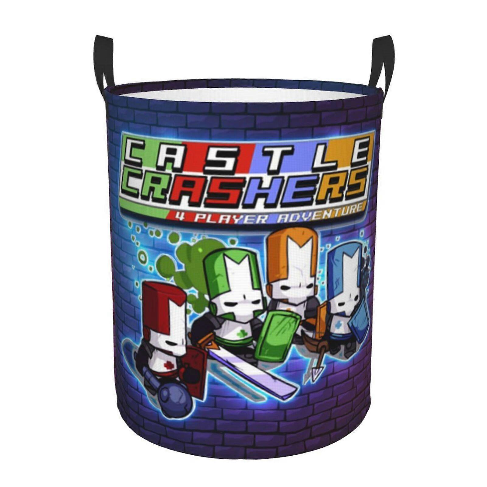 Castle Crashers 3d Graphic Flame Laundry Basket Fire Flame Clothes Hamper Storage With Handle-SYS29032