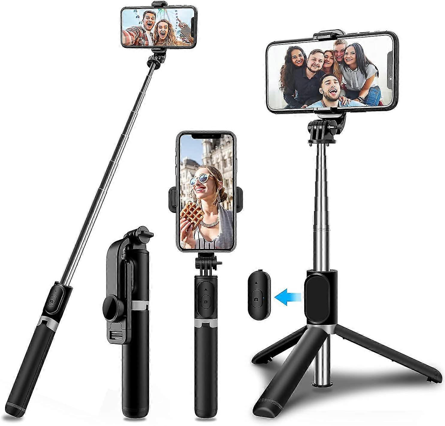 Bluetooth Selfie Stick Tripod, Extendable Selfie Stick (103cm) With 360