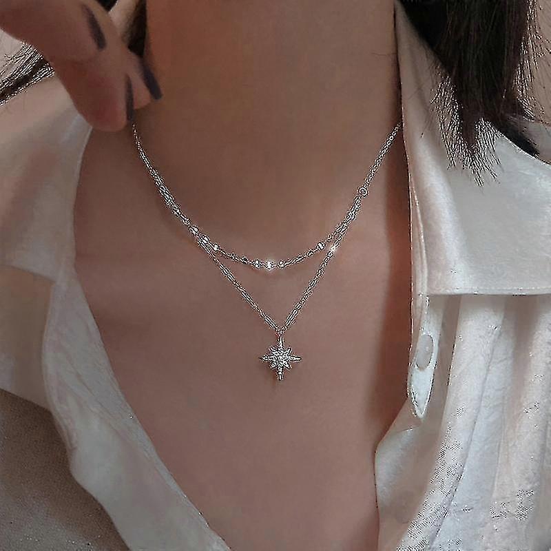 Double Layer Star Necklace Collarbone Chain With Gift Box