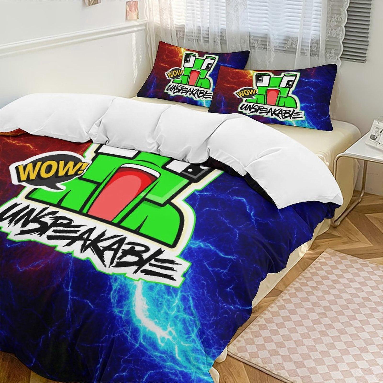 v7402  Bed Sheets Bedding Red Blue Lightning Unspeakable Comforter Set Soft 3 Pcs Twin Bedding Sets Thicken for All Season, 1 Comforter  2 Pillow Sham