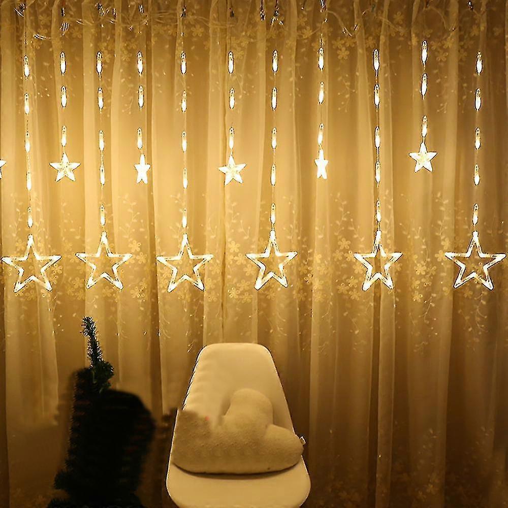 Star Led Window Curtain String Light Compatible With Christmas Decorations