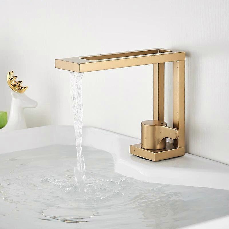 Bateria umywalkowa Mosiężny kran łazienkowy Umywalka Zlew Bateria Pojedynczy otwór Kreatywna krzywa Umywalka Kran Zimna i ciepła woda