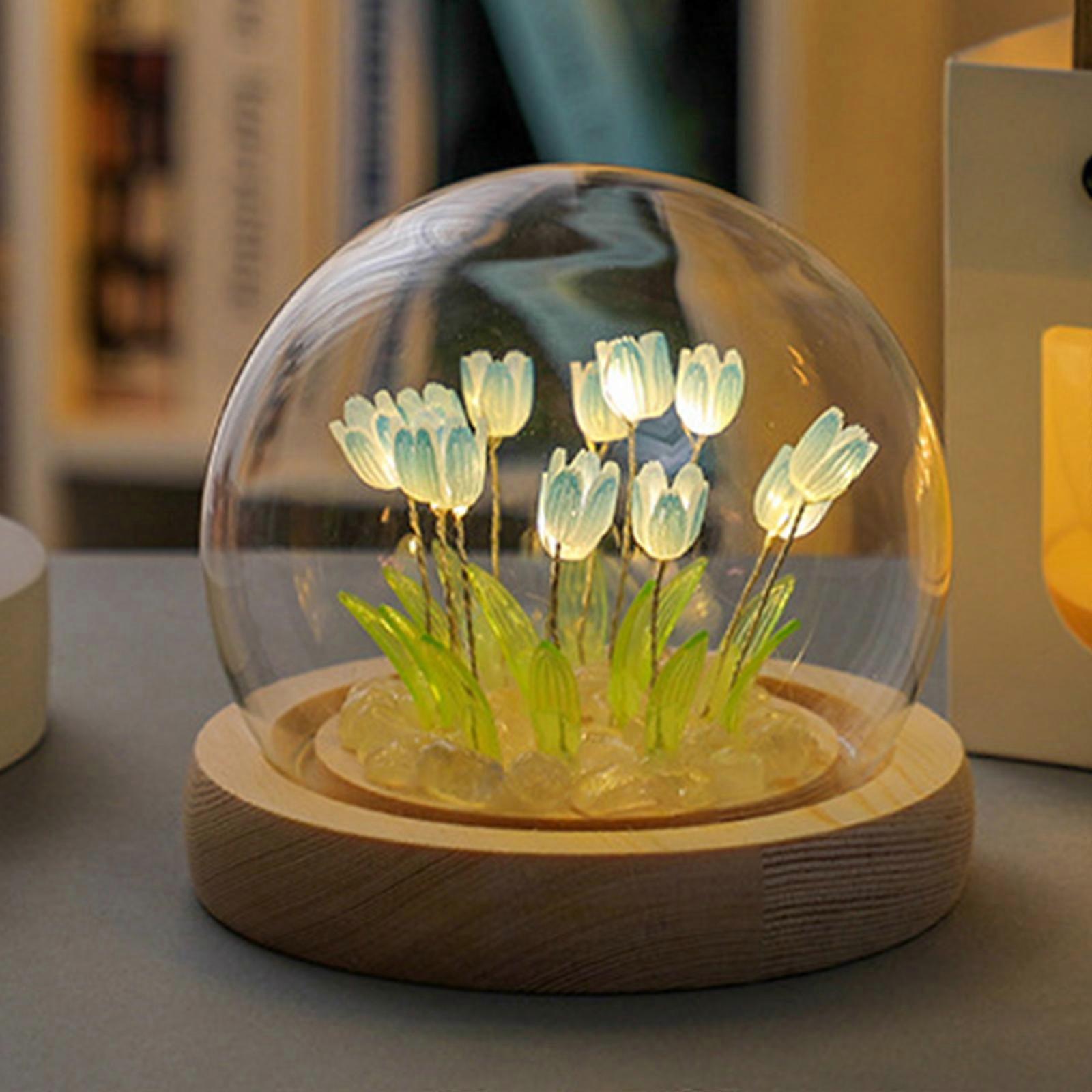 LED Blue Tulip Night Light, Decorative Desk Accessory