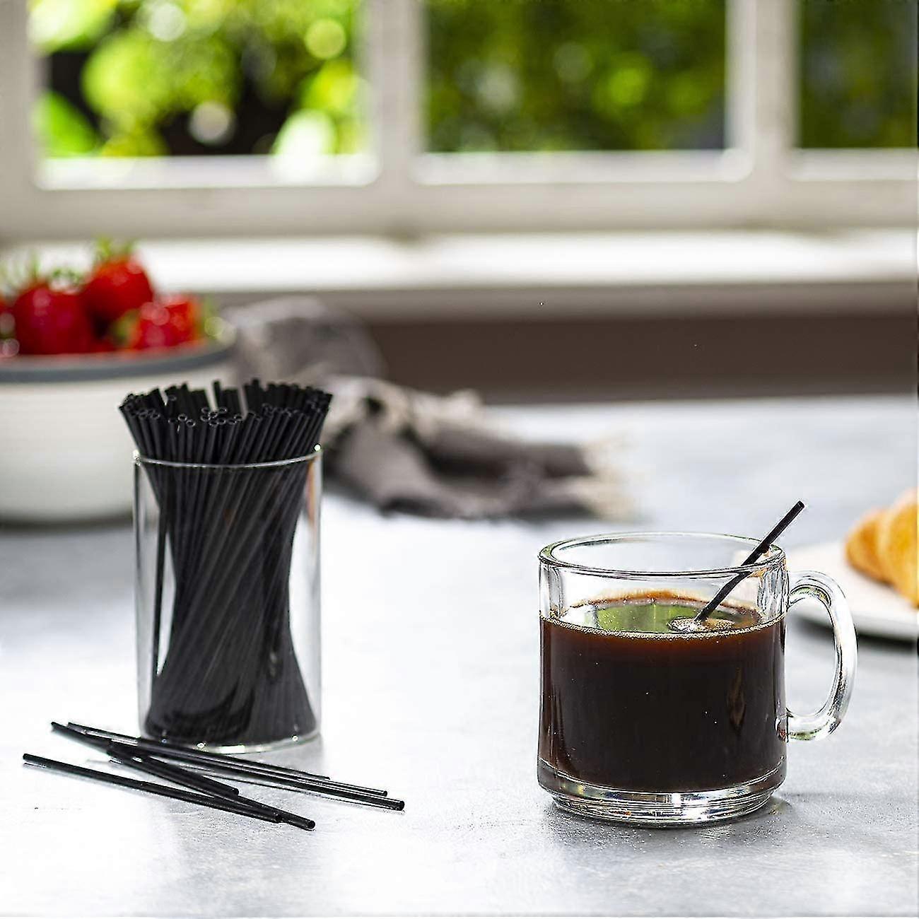 コーヒーカクテルスターラー/ストロー[1000カウント]使い捨てプラスチックシップスタースティック-ブラック