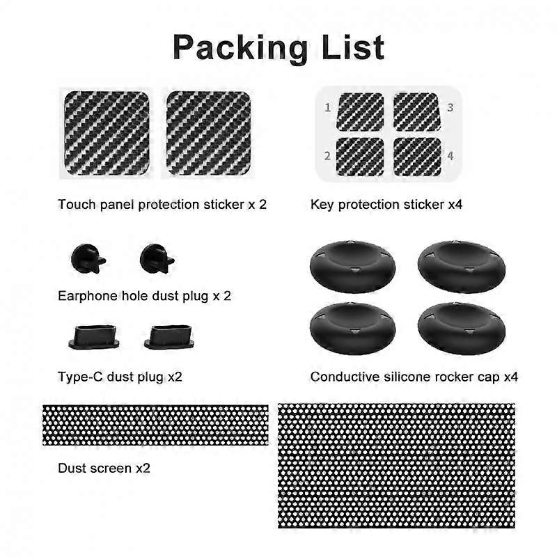 9 in 1 For Steam Deck Protection Set Dustproof Dust Plug + Button Trackpad Sticker + Silicone Rocker Cap Set Gaming Accessories