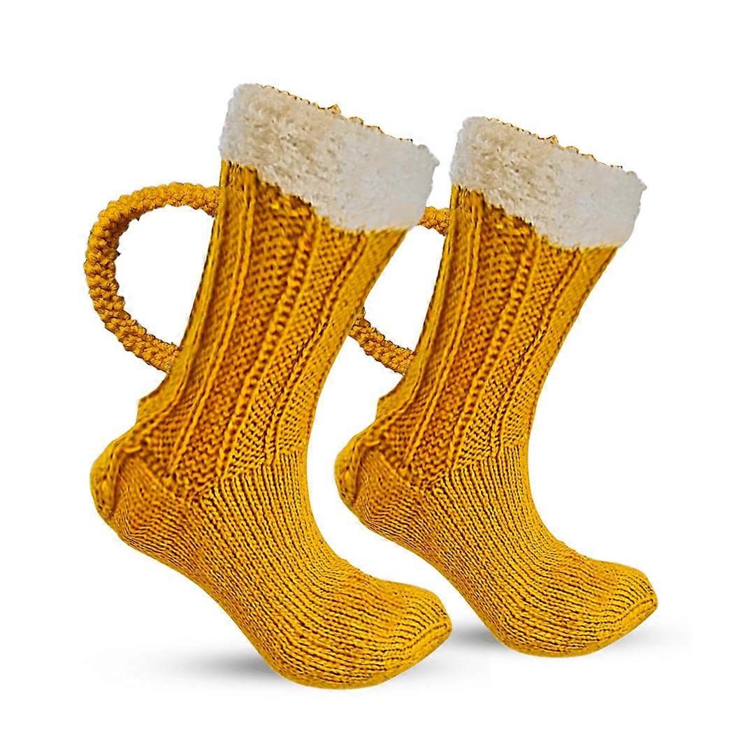 3D bière chope chaussettes drôle tricoté chaussettes de bière avec poignée fabriqués à la main nouveauté cadeau