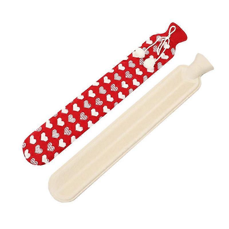 2L Long-strip πολυλειτουργικές λαστιχένιες σακούλες ζεστού νερού γεμάτες νερό, Spec: Κόκκινη λευκή καρδιά