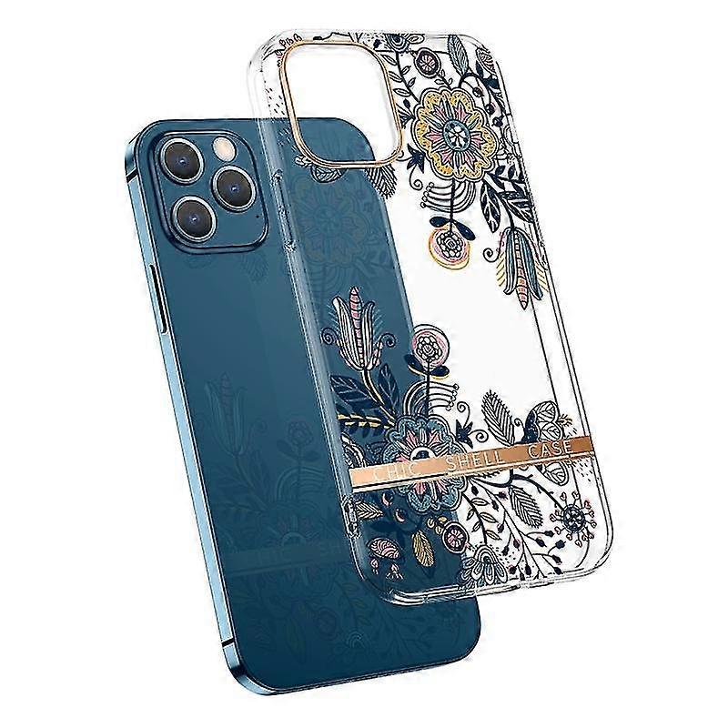 New For Iphone 13 High Translucent Electroplating Flower Pattern Tpu + Pc Shockproof Case