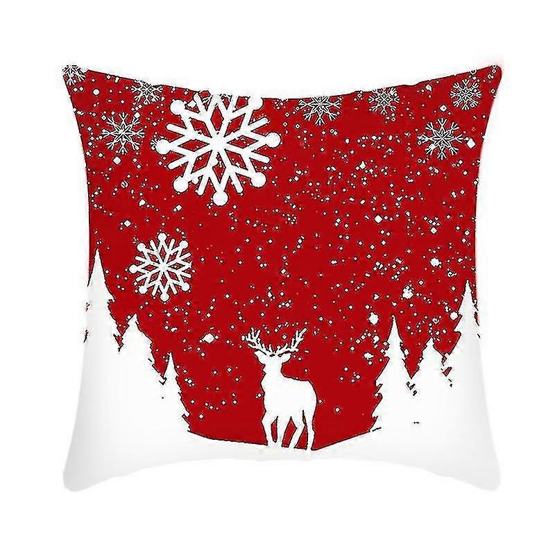 2pcs Christmas Sofa Pillowcase Home Short Plush Linen Printed Christmas Pillowcase 45*45cm (pillow Core Not Included) Style 14